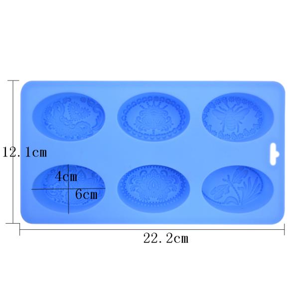Molde que cuece oval de Diy del hogar, molde de encargo del jabón del silicón de 6 cavidades del OEM