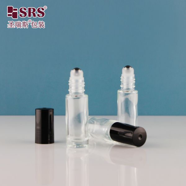 Customized Printing 4ml Perfume Roller Bottles Round Shape Transparent Glass Roll on Bottle