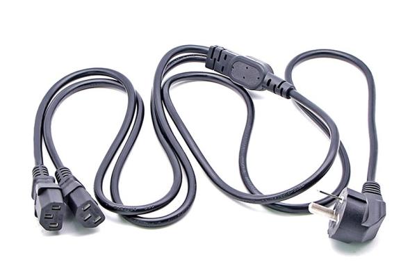 Durable 2 in 1 copper AC black power cord 10A/16A power cable 0.5m1m2m3m free sample