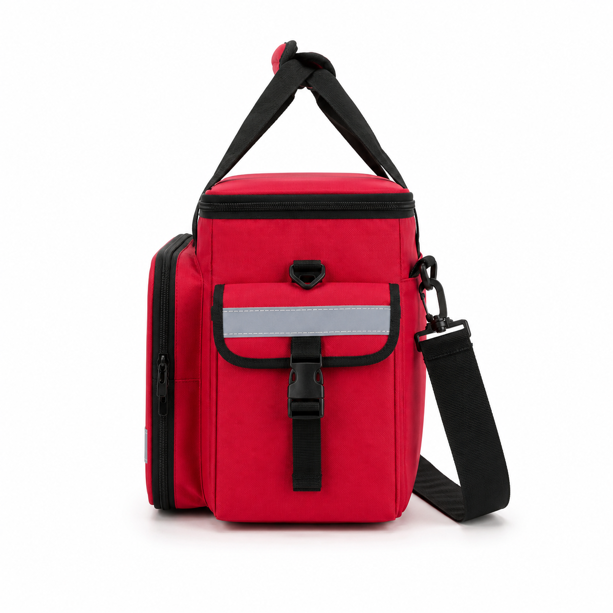Emergency Medical Trauma Bag for EMT EMS First Responders, 17 Inch Red Medical Supply Organizer with Padded Dividers, Side Pockets & Reflective Strip