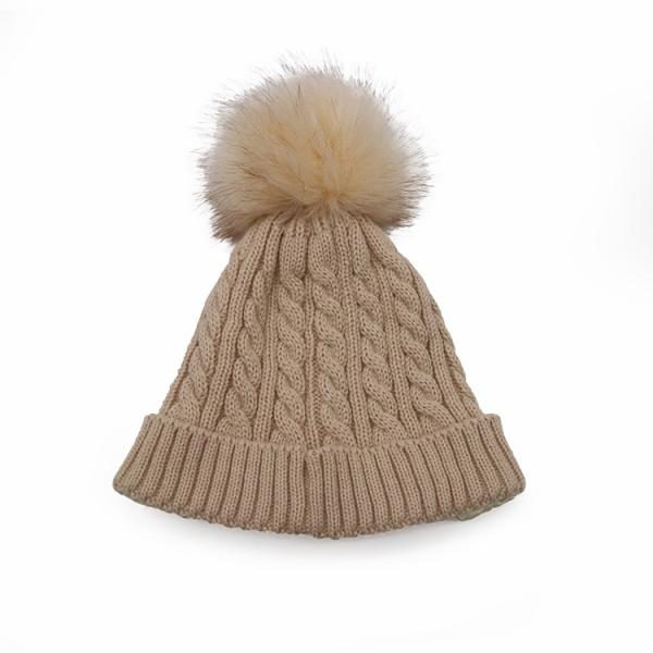 Do Pompom unisex da malha do cabo de Beanie Hats In White Chunky da malha do bordado chapéu morno macio