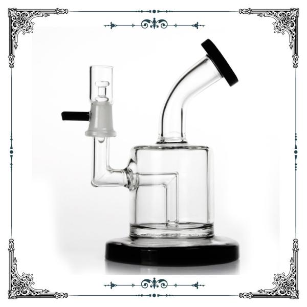 6 Inches 4 Slit Perc Mini Smoking Water Pipes Black Mouth And Black Base