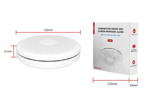 White Wireless Smoke Alarms Detector Carbon Monoxide And Smoke Detector With AA Alkaline Battery