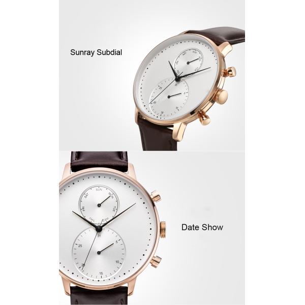 Brown leather strap stainless steel back japan quartz brand watch own logo