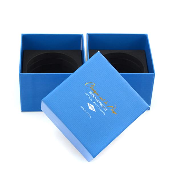 Matt Black Promotional Cosmetic Paper Boxes With Golden Hot Stamping