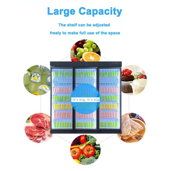 удаленная стеклянная белизна Шампань витрины холодильника напитка двери 2250L