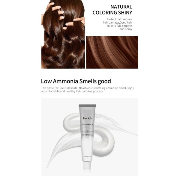 Crème colorante permanente professionnelle pour cheveux, Purestyle OEM/ODM, 100ML, 47 couleurs, faible en ammoniaque, usage salon