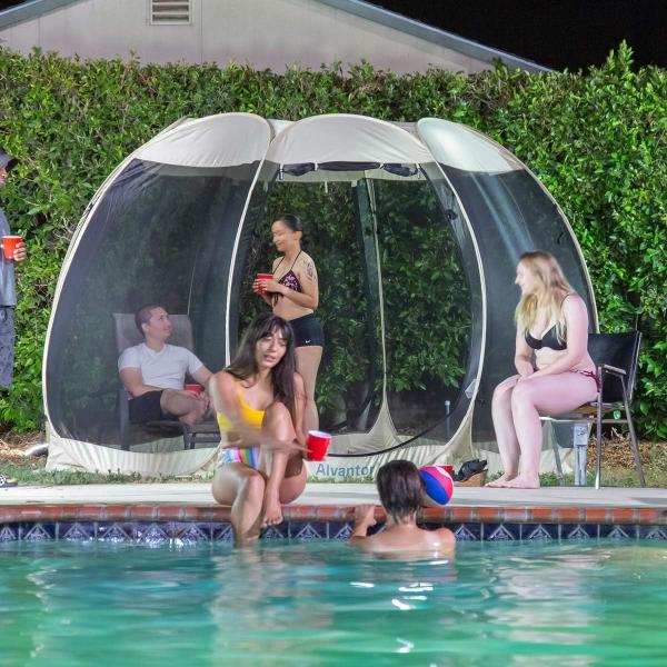 Alvantor Screen House Room Camping Tent Outdoor Canopy Pop Up Sun Shade Hexagon Shelter Mesh Walls Not Waterproof 6'x6'