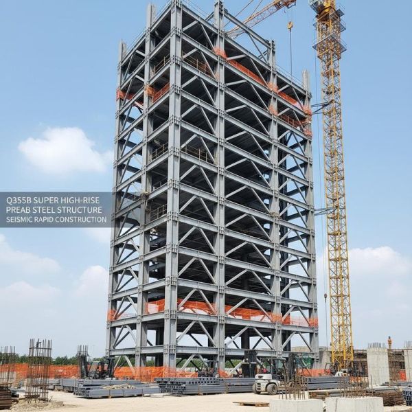 High Rise Prefabricated Steel Frame Houses Prefab Commercial Metal Buildings Seismic