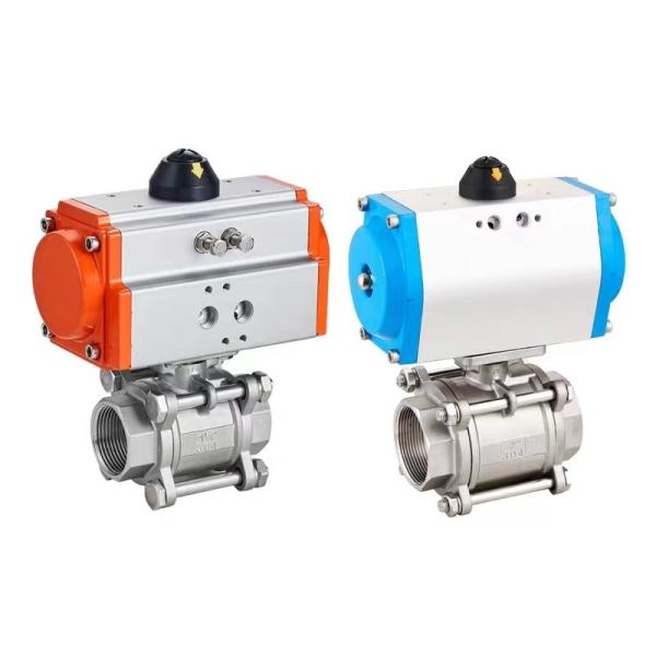 Customized and Thread Connection Form 2 Inch SS304 3 PC Ball Valve with Pneumatic Actuator