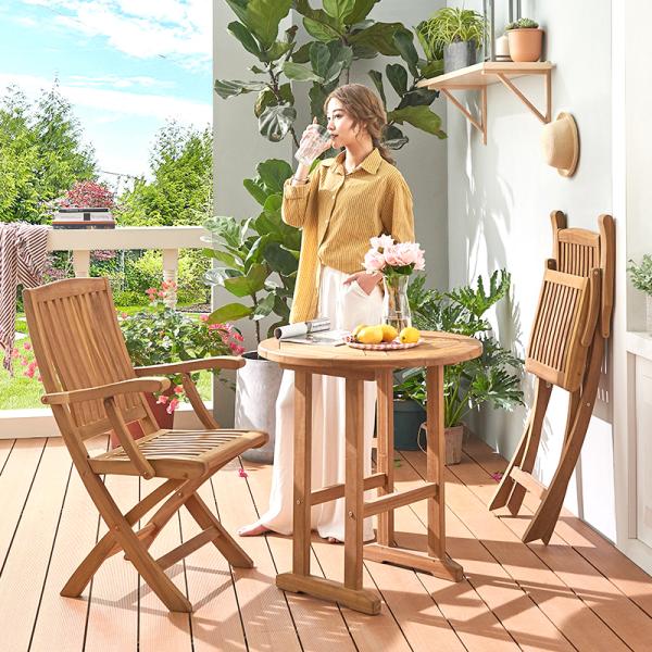 Outdoor Teak Patio Table And Chairs For Dining / Coffee Time