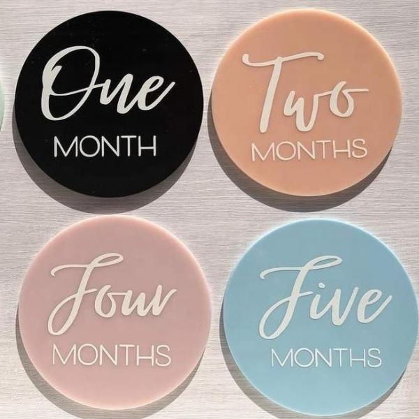 3D Recording  Wooden Milestone Disc Baby Birth Wooden Monthly Milestone Cards