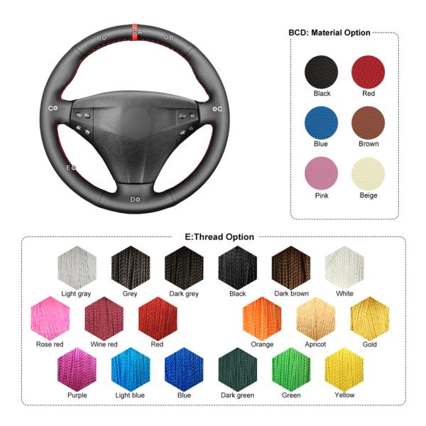 Red Line Design Leather Steering Wheel Cover for Mercedes-Benz C-Class W203 2001-2004