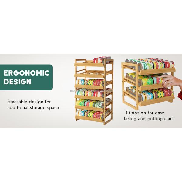 Пищевые продукты 3 уровень Складируемая бамбуковая банка держатель хранилища Организатор с устойчивой наклейкой на этикетке