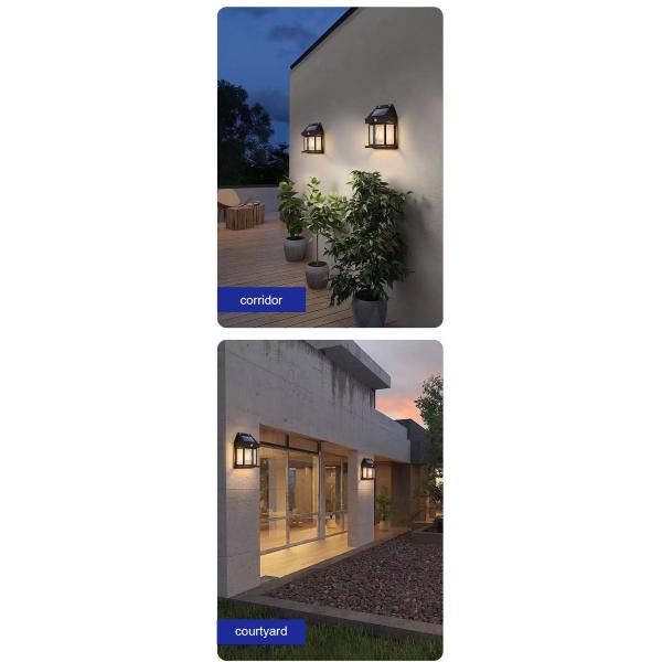 80lm/w Courtyard Garden Decoration Waterproof Solar Wall Lamp with Motion Sensor