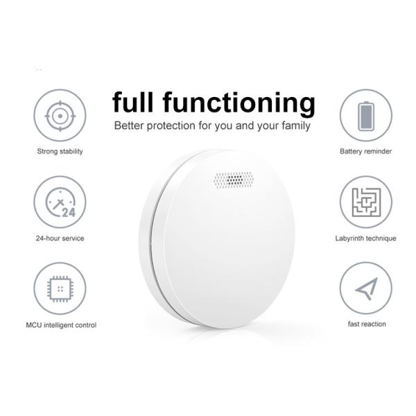 Ultra-Thin Pure White Hotels Smoke Detectors Standalone Smoke Alarm For Fire Protection
