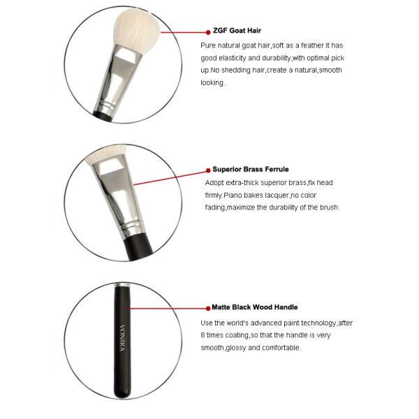 Pro High Quality Cheek Finish Makeup Brush With Premium Soft Goat Hair
