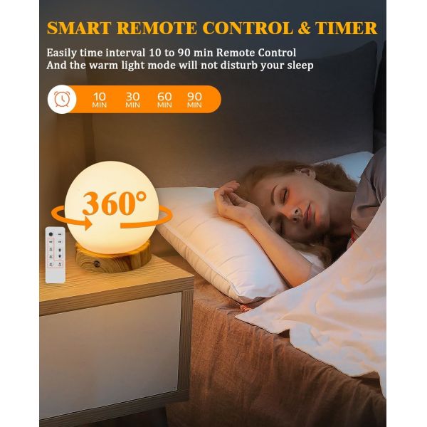 Circular Sad Therapy Lamp 10000LUX with 3 Color Temperatures & Dimmable Timer