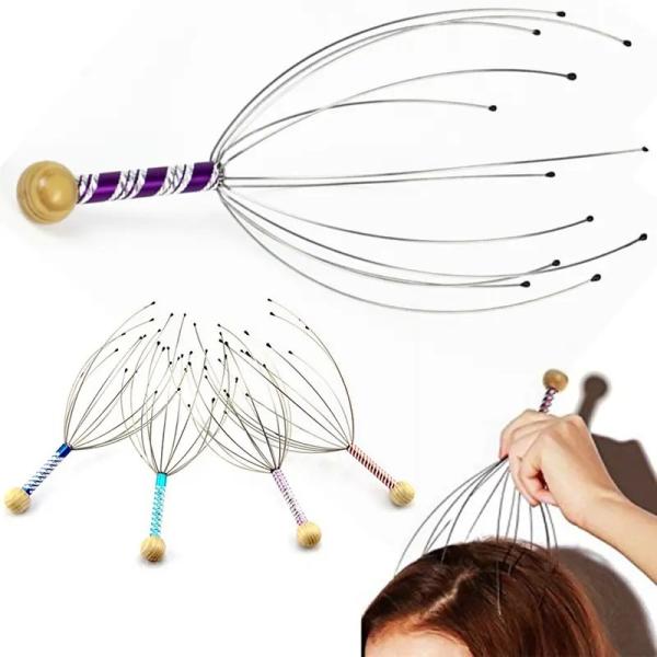12 Fingers Handheld Hair Stimulating Scalp Massager For Stress Relief Deep Relaxing