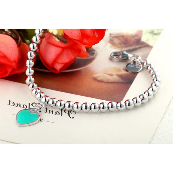 925 sterling silver bead chain enamel love bracelet wholesale