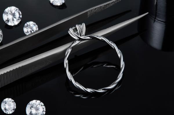 Moissanite Engagement  For Women Ring Set Diamonds And Sapphire Wedding Band  White Gold  Pave