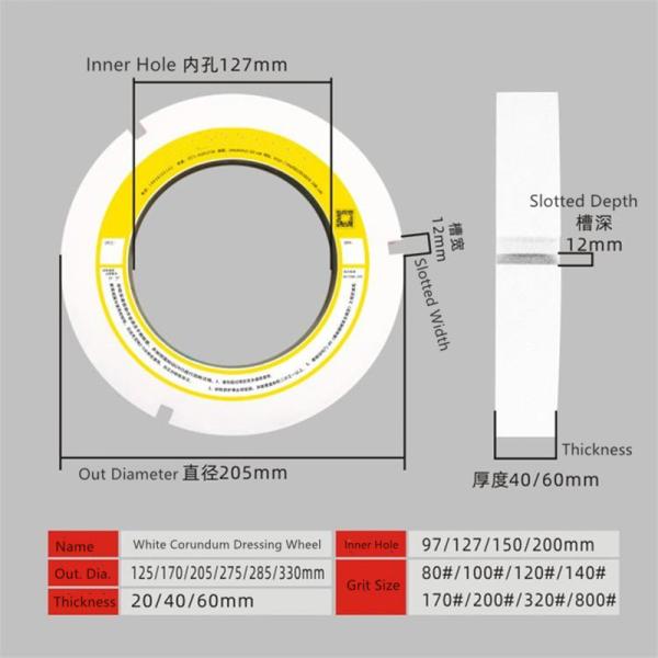 205mm Ceramic Sintered White Corundum Dressing Wheel For Hard Steel materials Grinding