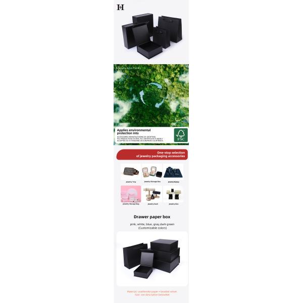 Paper jewelry Gift Box Packaging Eco Friendly Cardboard black Magnetic Jewelry Box