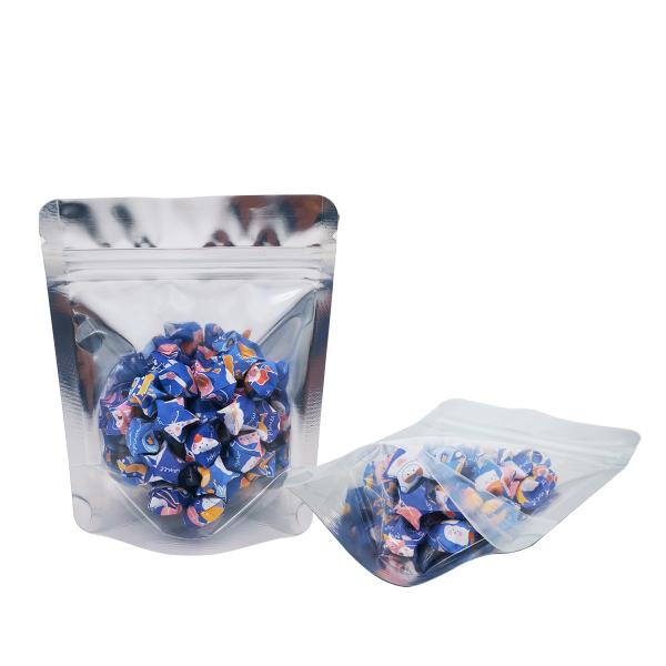 Front Clear Matte Black Back 13Mil 3.5g Mylar Ziplock Stand Up Bags  For Weed Flower Candy Snacks