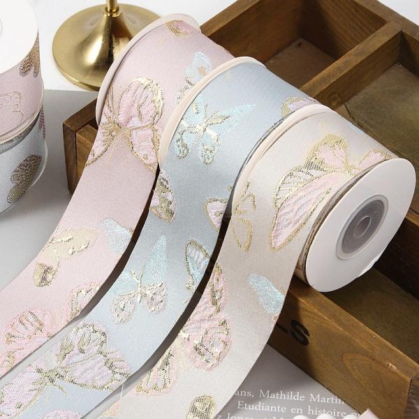 High Tenacity bleu et vert estampage à chaud papillon ruban d'amour pour bricolage boîte cadeau de mariage emballage couleurs personnalisées Availablebl