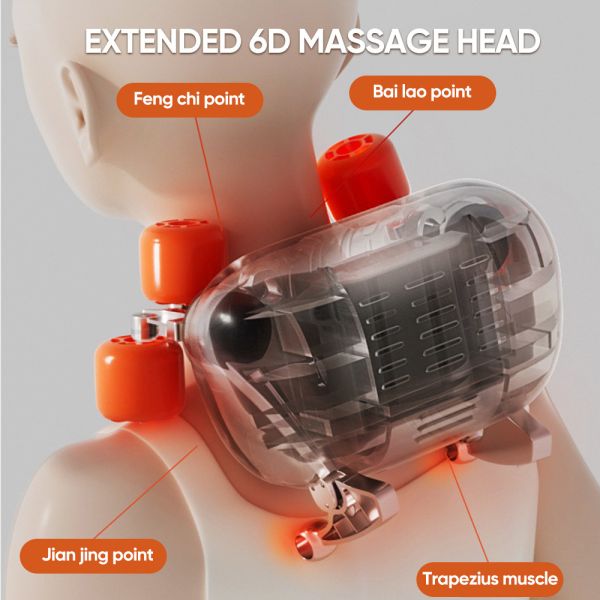 Portable Shiatsu Neck Massager with 6D Kneading Massage and Heat Therapy for Neck and Shoulder Relief