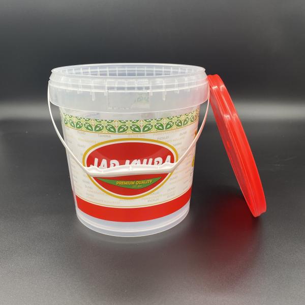 ビスケットの小さい円形の食品等級はふたが付いているプラスティック容器をバケツでくむ