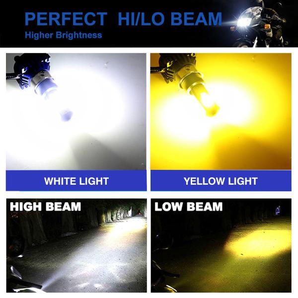 White Yellow H4 Motorcycle Bulb Ba20d P15D Moto LED Headlight