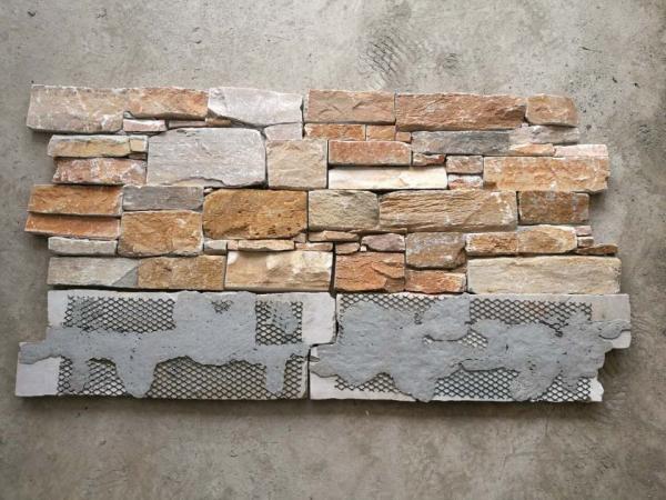 Natural Quartzite Mesh Backed Stone Panels Cut To Size For Exterior And Interior Decoration