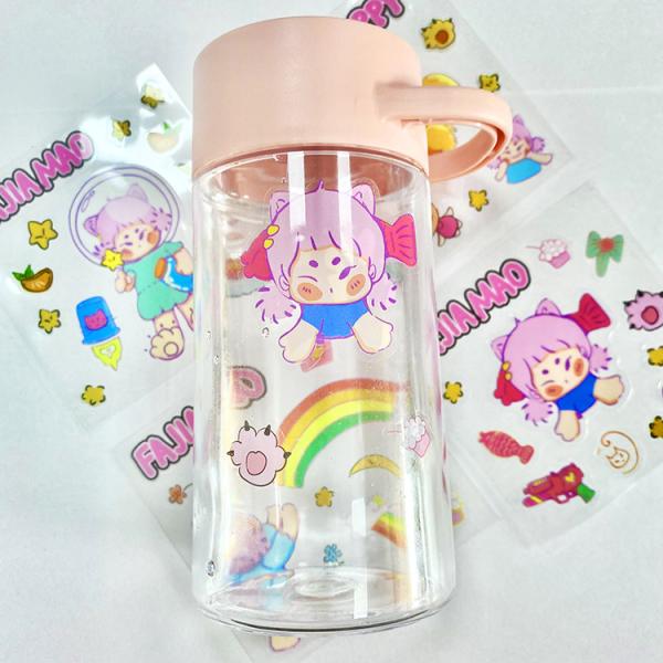 0.05mm Spongebob Vinyl Stickers Cartoon Expression Water Bottle Stickers