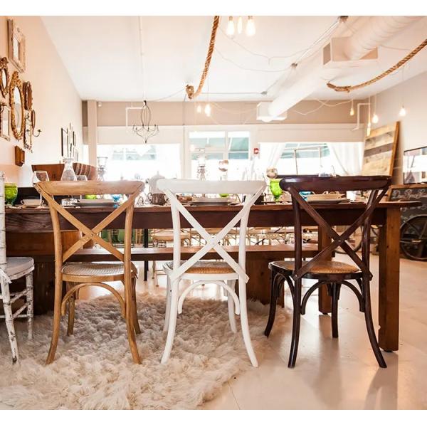 Modern Wooden Dining Chair with Woven Rattan Customizable Colors