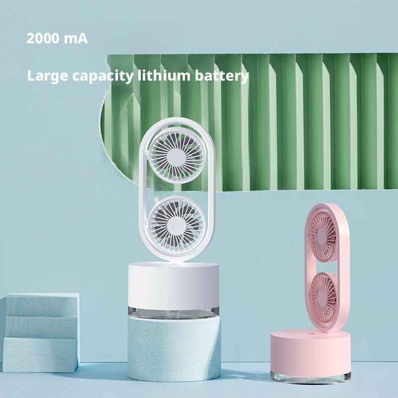 Lightweight Silent Humidifier Fan Quiet Tabletop Fan With 2000mAh Battery Plastic Design