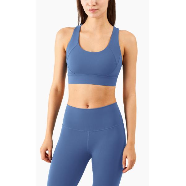 Criss Cross Back Padded Strap Sports Bras For Women Yoga Fitness Tops
