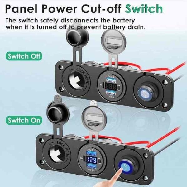 Double QC3.0 PD 2 Port Car Charger 54W Car Charger Adapter With On / Off Switch