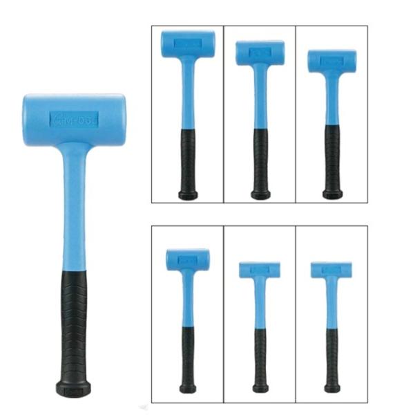 two color dead blow mallets, orange and black dead blow hammer