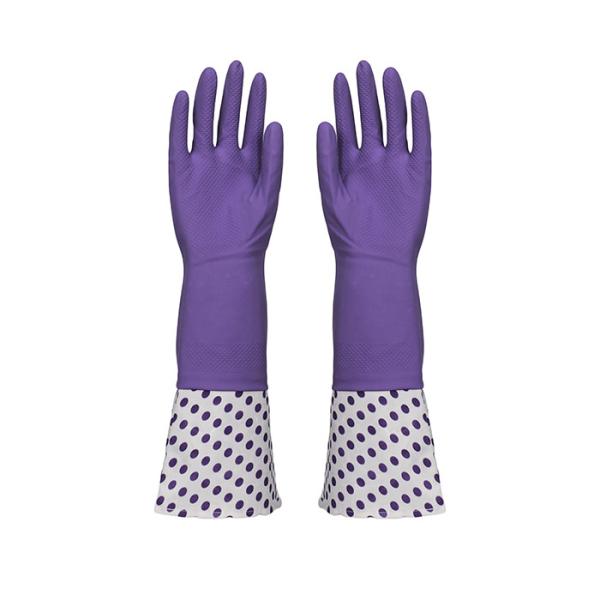 Перчатки дополнительного длинного рукава резиновые с красивыми картинами для чистки Houseohld