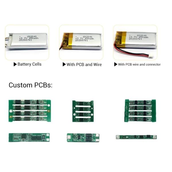 KC Certified 602040 Size 450mAh Capacity Lithium Polymer Battery Rechargeable LiPo Battery