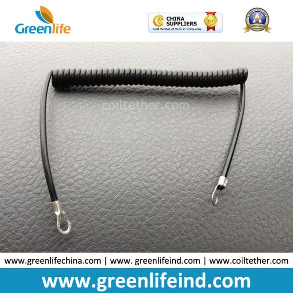 Standard Black Coil Tool Lanyard Tether W/Loop End&Key Ring