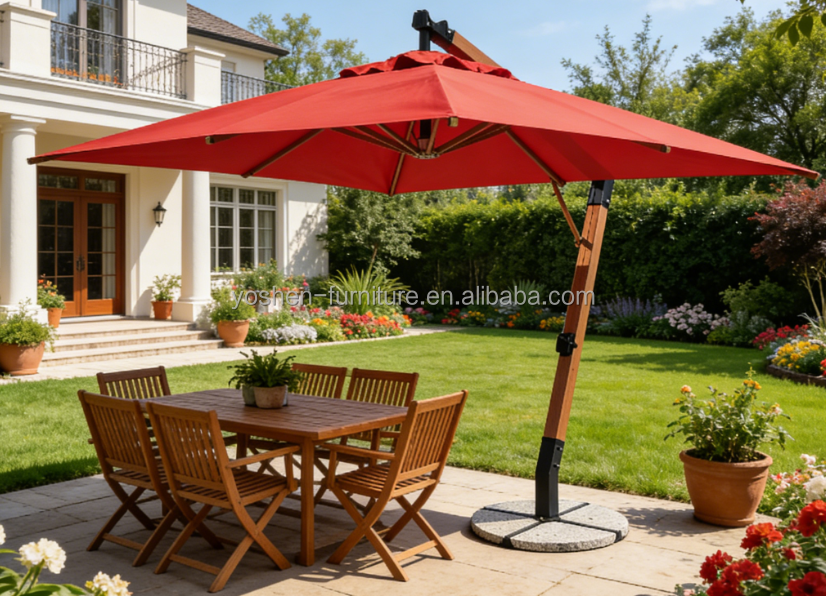 Heavy Duty Commercial Grade Cantilever Umbrella Windproof Aluminum Frame for Outdoor Hotel Patio