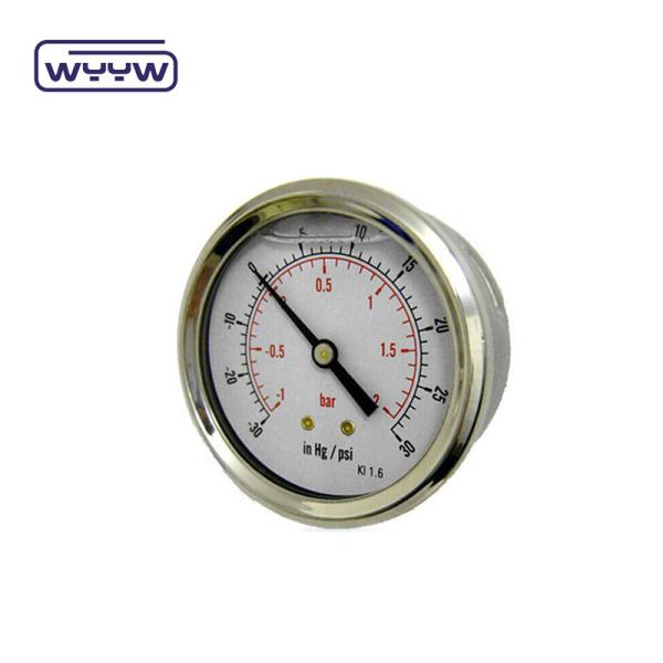 Medidor de pressão à prova de vibração de aço inoxidável de 4 polegadas, cheio de óleo, com um amplo intervalo de pressão de Mbar