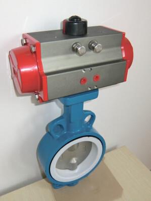 DN65 Soft Seal Centerline Butterfly Valves Wafer Type With Pneumatic Actuator
