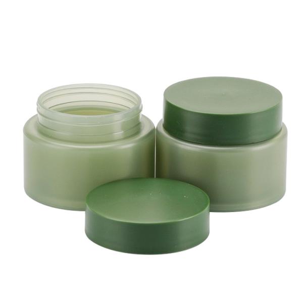 Recipientes de vidro de vidro cosméticos verdes dos frascos 15g de Matcha para produtos dos cuidados com a pele