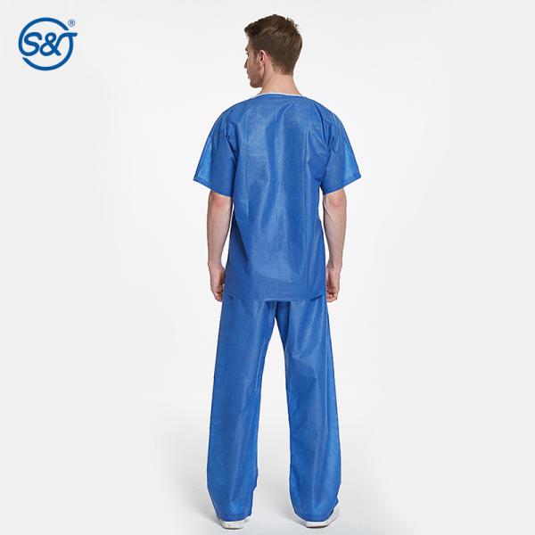Dental Clinic Disposable Scrub Suit Two Pieces Short Sleeve V Neck Scrub Suit
