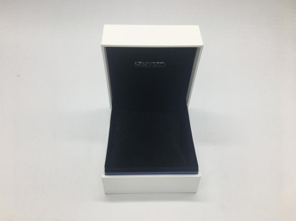 Gift Packaging Fancy Jewelry Box Hot Stamping Logo With Black Velvet Pillow