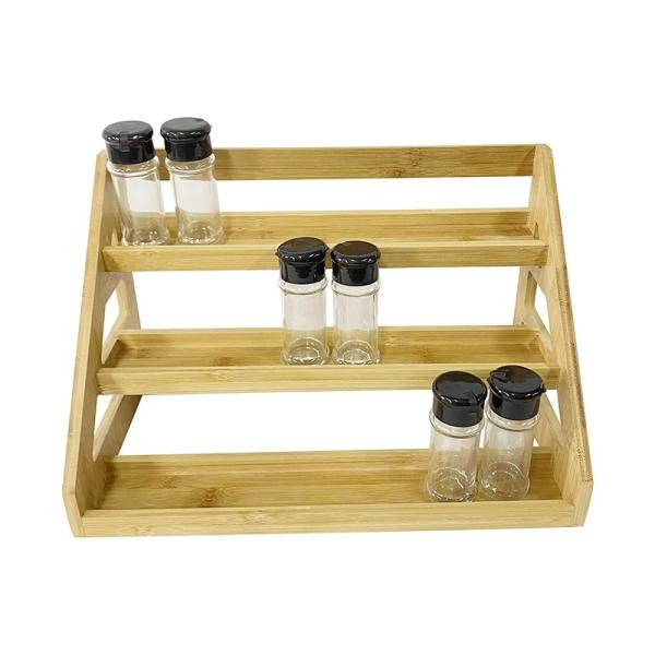 Armazém de bambu sustentável organizador de rack de especiarias 48.3x21.6x24.1cm prateleira da despensa da cozinha