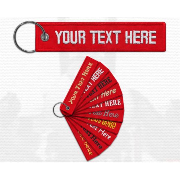 Custom Fabric Embroidery Key Tags For Motorcycle Ebroidered Keychains